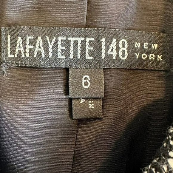 Lafayette 148 Black White‎ Tweed Fray Edge Wool Blend Blazer Jacket Womens 6 - Picture 3 of 5